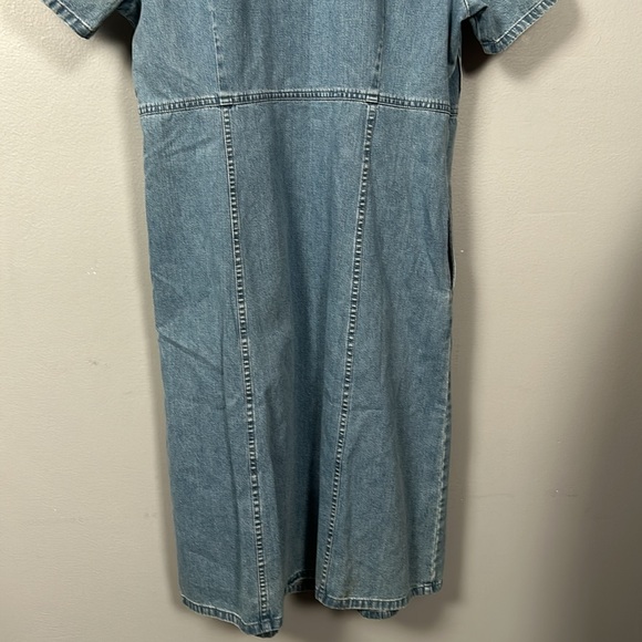 Orvis Denim Shirt Dress With Pleated Accent Top, Pockets, Womens Size 12 - Picture 14 of 15